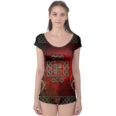 The Celtic Knot With Floral Elements Boyleg Leotard  by FantasyWorld7
