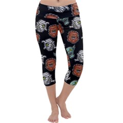 Pattern Halloween Werewolf Mummy Vampire Icreate Capri Yoga Leggings by iCreate