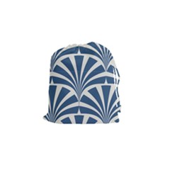 Teal,white,art Deco,pattern Drawstring Pouches (small)  by NouveauDesign