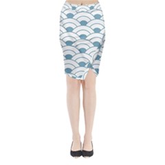 Art Deco,shell Pattern,teal,white Midi Wrap Pencil Skirt by NouveauDesign
