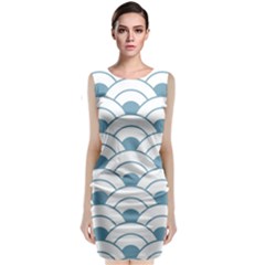 Art Deco,shell Pattern,teal,white Sleeveless Velvet Midi Dress by NouveauDesign