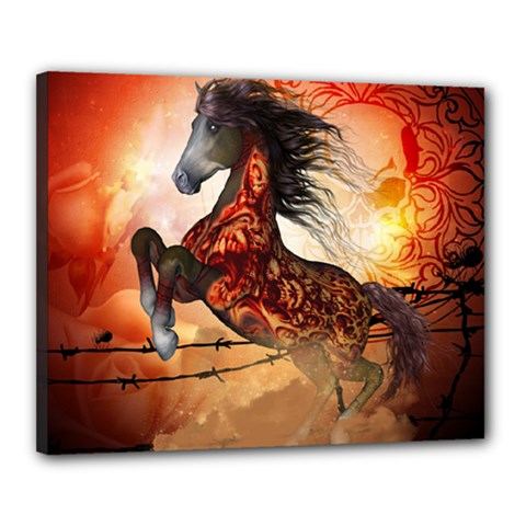 Awesome Creepy Running Horse With Skulls Canvas 20  X 16  by FantasyWorld7