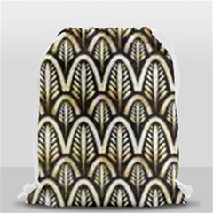 Art Deco Gold Black Shell Pattern Drawstring Bag (small) by NouveauDesign