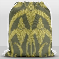 Green Floral Art Nouveau Drawstring Bag (large) by NouveauDesign