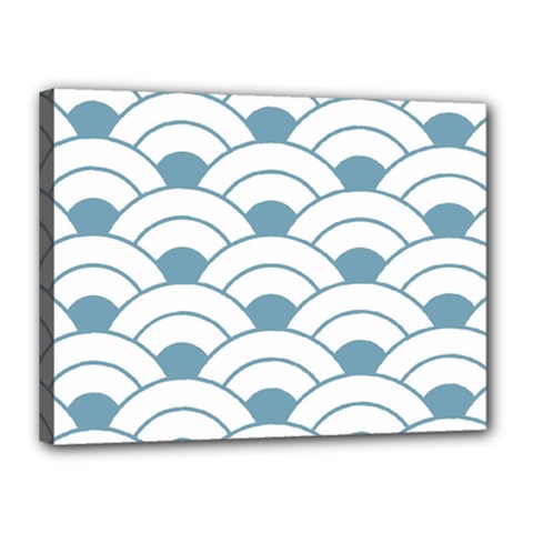 Art Deco Teal White Canvas 16  X 12  by NouveauDesign