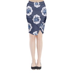 Shabby Chic Navy Blue Midi Wrap Pencil Skirt by NouveauDesign