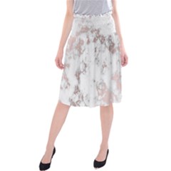 Pure And Beautiful White Marple And Rose Gold, Beautiful ,white Marple, Rose Gold,elegnat,chic,modern,decorative, Midi Beach Skirt by NouveauDesign