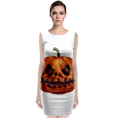 Halloween Pumpkin Sleeveless Velvet Midi Dress by Valentinaart