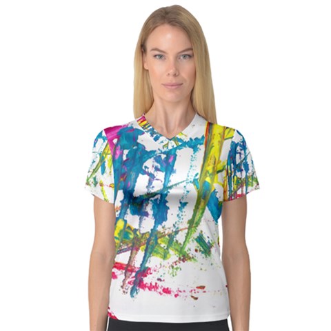 No 128 V-neck Sport Mesh Tee by AdisaArtDesign