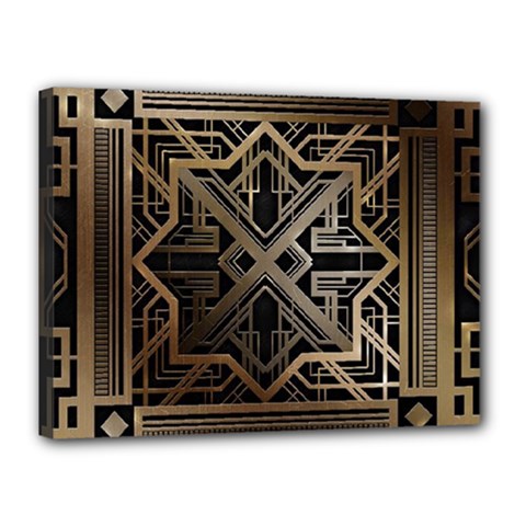 Gold Metallic And Black Art Deco Canvas 16  X 12  by NouveauDesign