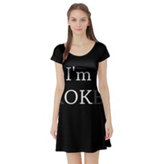 I Am Ok - Broken Short Sleeve Skater Dress by Valentinaart