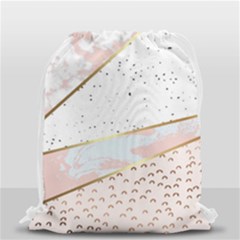 Collage,white Marble,gold,silver,black,white,hand Drawn, Modern,trendy,contemporary,pattern Drawstring Bag (small) by NouveauDesign