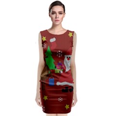 Ugly Christmas Sweater Sleeveless Velvet Midi Dress by Valentinaart