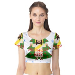 Jesus - Christmas Short Sleeve Crop Top by Valentinaart