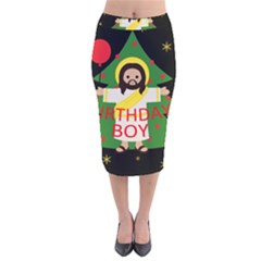 Jesus - Christmas Velvet Midi Pencil Skirt by Valentinaart