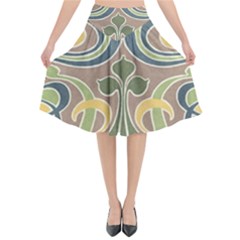 Art Floral Flared Midi Skirt by NouveauDesign