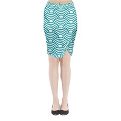 Art Deco Teal Midi Wrap Pencil Skirt by NouveauDesign