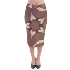 Chocolate Brown Kaleidoscope Design Star Velvet Midi Pencil Skirt by yoursparklingshop
