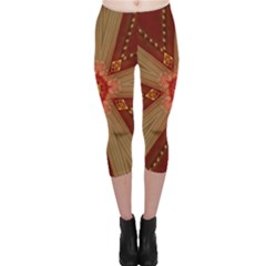 Red Star Ribbon Elegant Kaleidoscopic Design Capri Leggings  by yoursparklingshop