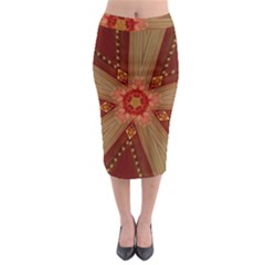 Red Star Ribbon Elegant Kaleidoscopic Design Midi Pencil Skirt by yoursparklingshop
