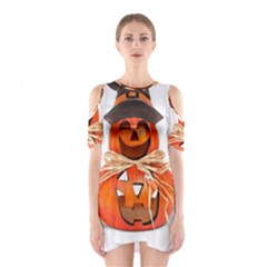 Funny Halloween Pumpkins Shoulder Cutout One Piece by gothicandhalloweenstore