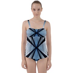 6th Dimension Metal Abstract Obtained Through Mirroring Twist Front Tankini Set by Celenk
