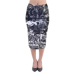 Graffiti Velvet Midi Pencil Skirt by ValentinaDesign