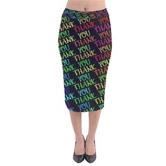 Thank You Font Colorful Word Color Velvet Midi Pencil Skirt by Celenk