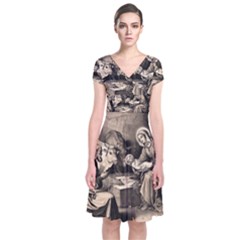 The Birth Of Christ Short Sleeve Front Wrap Dress by Valentinaart