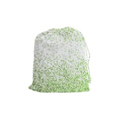 Green Square Background Color Mosaic Drawstring Pouches (medium)  by Celenk