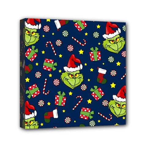 Grinch Pattern Mini Canvas 6  X 6  by Valentinaart