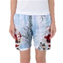 Santa Claus With Funny Penguin Women s Basketball Shorts View1