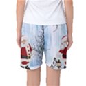 Santa Claus With Funny Penguin Women s Basketball Shorts View2