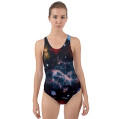 Galaxy Nebula Cut-out Back One Piece Swimsuit by Celenk