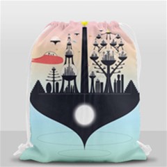 Future City Drawstring Bag (small) by Celenk