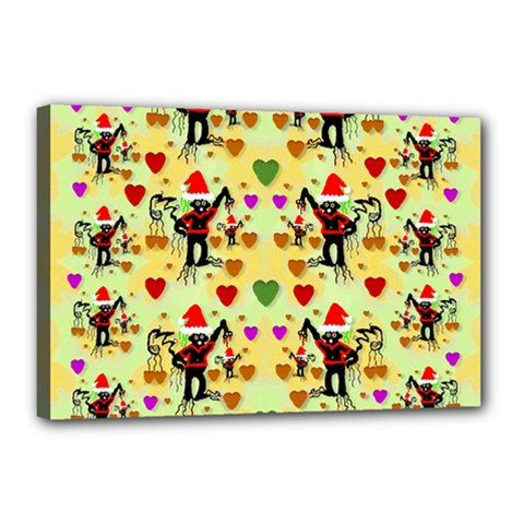 Santa With Friends And Season Love Canvas 18  X 12  by pepitasart