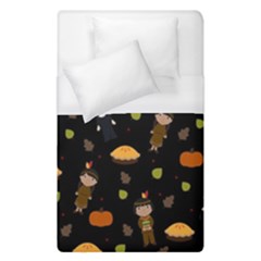 Pilgrims And Indians Pattern - Thanksgiving Duvet Cover (single Size) by Valentinaart