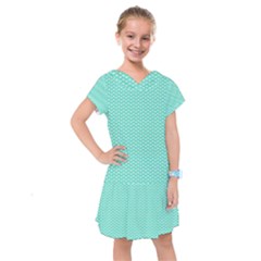 Tiffany Aqua Blue With White Lipstick Kisses Kids  Drop Waist Dress by PodArtist