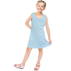Tiffany Aqua Blue Lipstick Kisses On White Kids  Tunic Dress by PodArtist