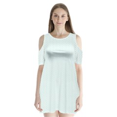Tiffany Aqua Blue Candy Polkadot Hearts On White Shoulder Cutout Velvet One Piece by PodArtist