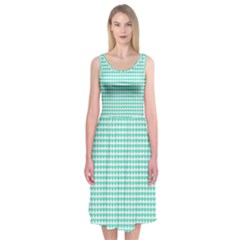 Tiffany Aqua Blue Candy Hearts On White Midi Sleeveless Dress by PodArtist
