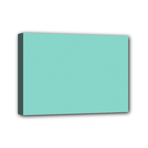 Tiffany Aqua Blue Puffy Quilted Pattern Mini Canvas 7  X 5  by PodArtist