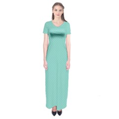 Tiffany Aqua Blue Puffy Quilted Pattern Short Sleeve Maxi Dress by PodArtist