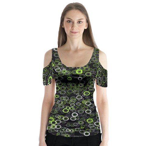 Pattern Butterfly Sleeve Cutout Tee  by gasi