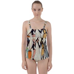 Man Ethic African People Collage Twist Front Tankini Set by Celenk