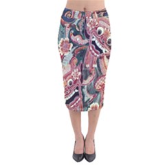 Indonesia Bali Batik Fabric Velvet Midi Pencil Skirt by Celenk