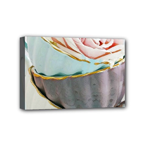 Tea Cups Mini Canvas 6  X 4  by NouveauDesign