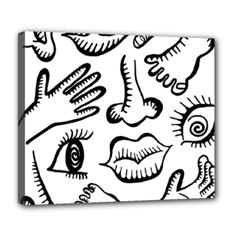 Anatomy Icons Shapes Ear Lips Deluxe Canvas 24  X 20   by Celenk
