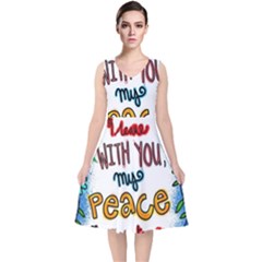 Christian Christianity Religion V-neck Midi Sleeveless Dress  by Celenk