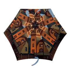 Blue Hour Colliery House Mini Folding Umbrellas by Celenk